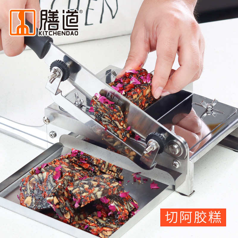 速发厂家不锈钢切片机切阿胶糕家用小型的年糕刀切刀切阿胶糕刀牛
