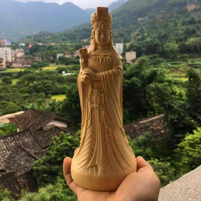 木雕刻妈祖神像摆设实木家居湄洲海神天上圣母雕刻工艺品桧木摆件