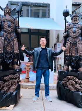 大型木雕五龙关公观音弥勒落地摆件工艺品根雕办公雕刻客厅装直销