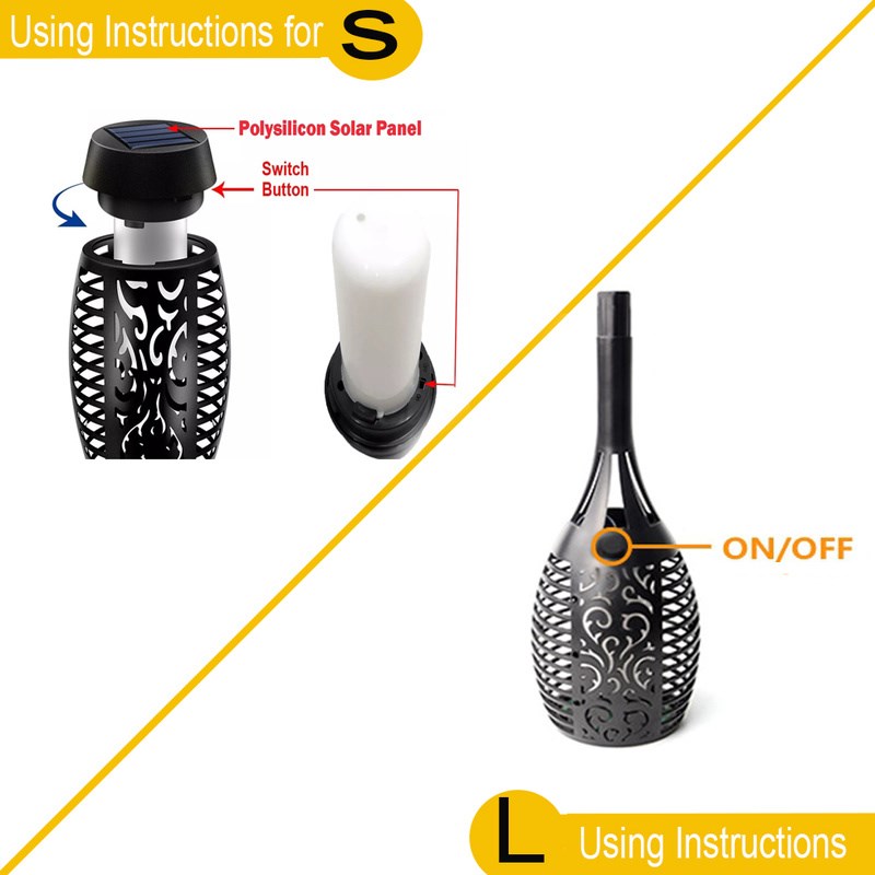 Outdoor Led Solar Lights Flickering Dancing Flame Torch Sola