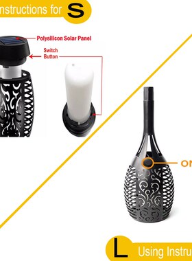 Outdoor Led Solar Lights Flickering Dancing Flame Torch Sola