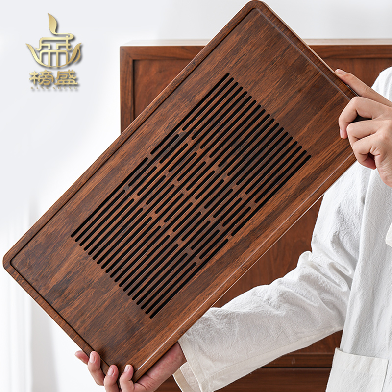 榜盛重竹茶盘中式家用小型茶台沥水储排水抽屉式茶海托盘功夫茶具