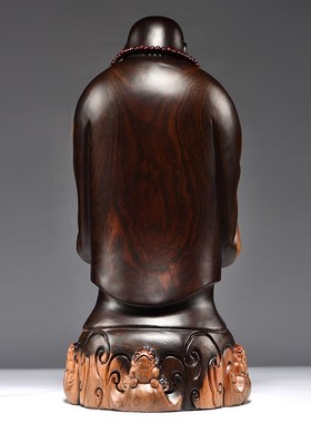 黑檀木雕弥勒佛摆件大号笑佛实木根雕八方聚财佛像红木制玄关供奉