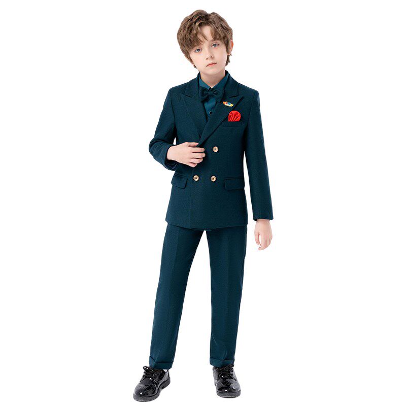 新品男童西装套装2024新款儿童主持人礼服钢琴演出高端走秀英伦小