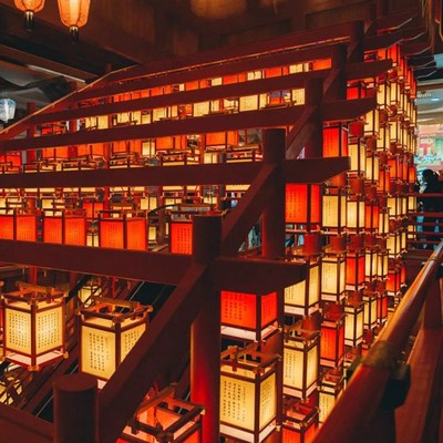 中式宫灯仿古实木吊灯长安户外广告印字定制十二时辰景区灯笼墙