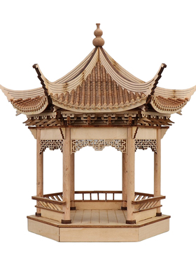 新中式创意仿古建筑模型成品装饰摆件酒店前台R售楼处玄关软装摆