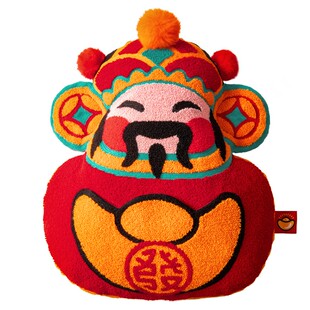 爱诗乐国潮抱枕套新中式刺绣财神沙发客厅靠枕睡觉床上红色大靠垫