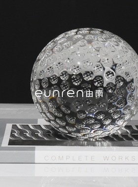 简约现代轻奢水晶高尔夫圆球摆件家居软装饰品样书房桌面书靠摆设