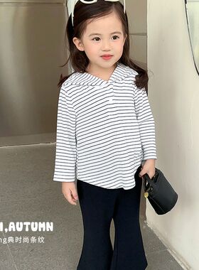 陈大猪亲子装T恤秋季2023新款小童连帽长袖百搭T恤婴儿母女装