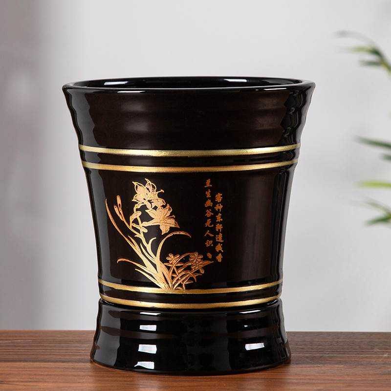 花瓶陶瓷种花盆大号带托盘落地种植盆景兰花发财树客厅花卉盆栽盆图片