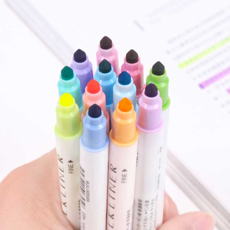 12Pcs/set Japanese MilkLiner Pens Milk Liner Double Headed F