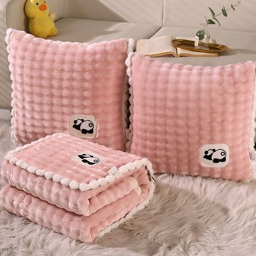 加厚保暖绒抱枕被子两用二合一车用午睡毛毯枕头被汽车靠垫盖毯冬