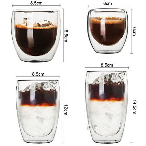 80/250/350/450ml Heat-resistant Double Wall Glass Cup Beer E