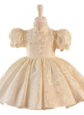 儿童礼服公主裙白色钢琴演奏演出服E女童中国风周岁礼服女宝宝高