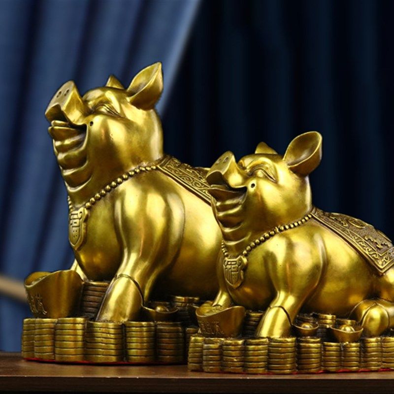 纯铜百财金猪摆件生肖猪拉白菜富贵猪客厅办公室桌面装饰送礼,家居饰品,装饰摆件,淘宝优惠券,粉丝福利购,淘宝优惠卷