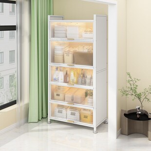 钢制奶粉收纳喂养台家用防尘杂物收纳柜多层落地书柜带轮可移动