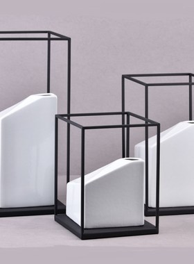 新中式现代艺术品摆m件创意铁艺陶瓷工艺品样板房客厅玄关软装饰