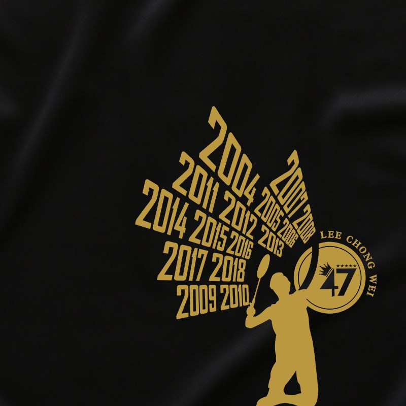 李宗伟47冠羽毛球服文化衫男女短袖纪念T恤速干透气运动上衣定制