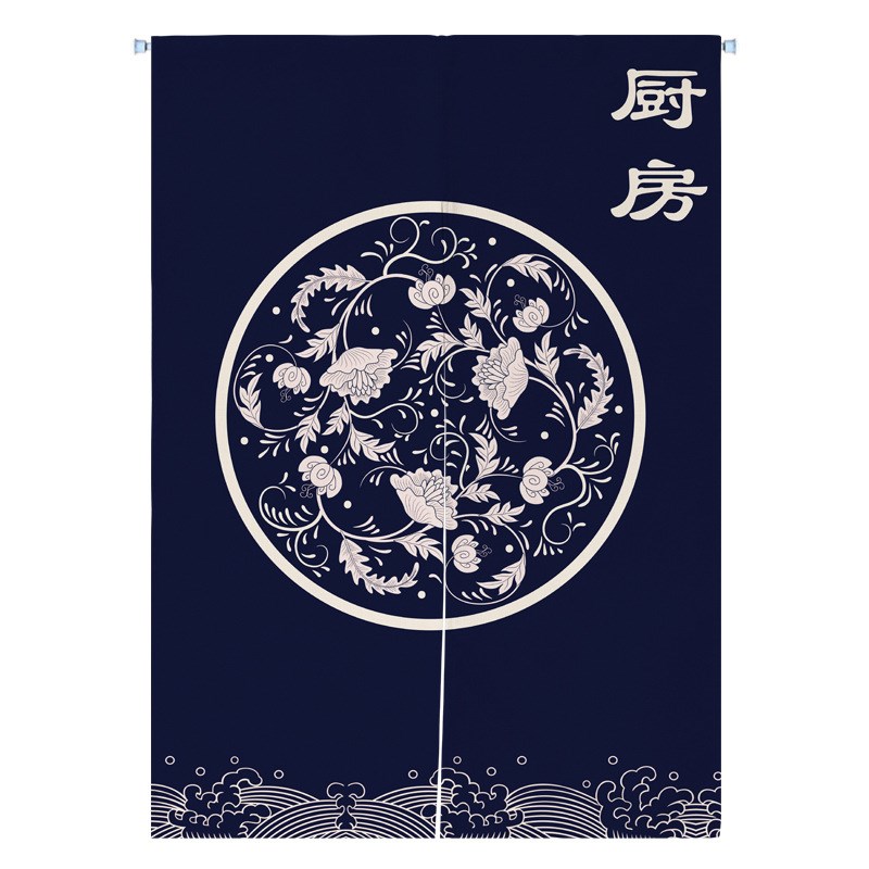 可订日式防油烟厨房门帘饭店x餐厅个性隔断半帘装饰遮挡布艺挂新