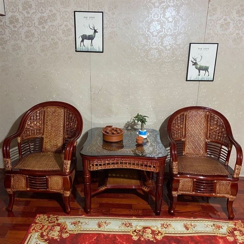 阳台真藤编桌椅庭院老式休闲藤椅豪华椅子客厅藤椅茶几三件套,住宅家具,阳台椅,淘宝优惠券,粉丝福利购,淘宝优惠卷