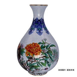 新品 12寸玉壶春福禄寿喜北京景泰蓝特色工艺品大花瓶摆件铜胎掐丝