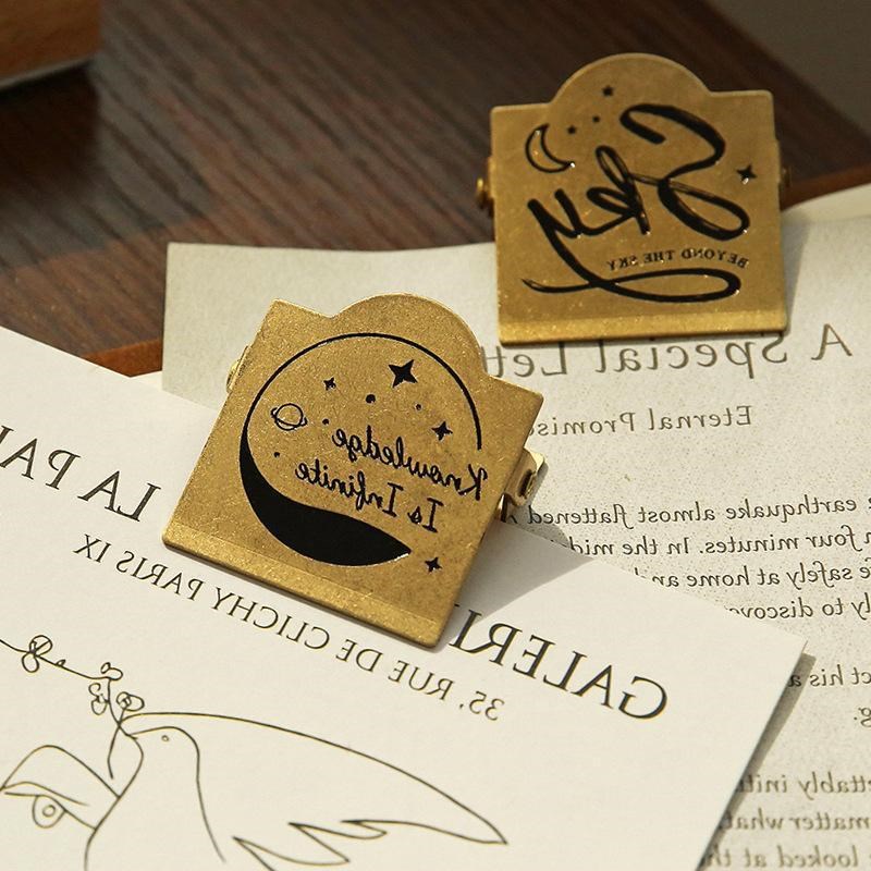 黄铜夹子tn手帐夹金属票据夹复古做旧旅行笔W记装饰夹板夹