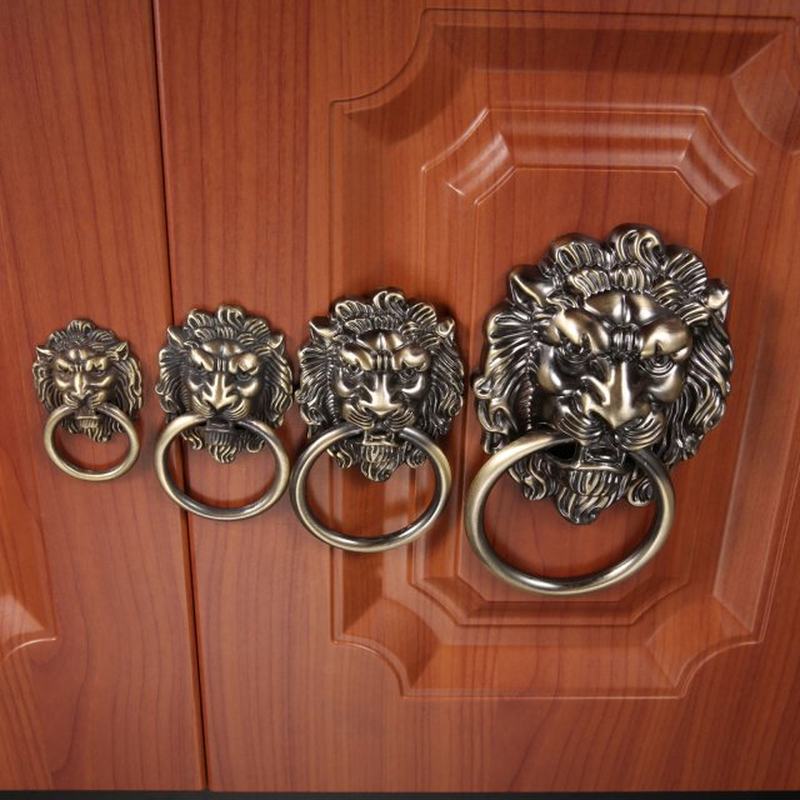 速发Vintage Lion Head Cabinet Knobs and Handles Furniture Do