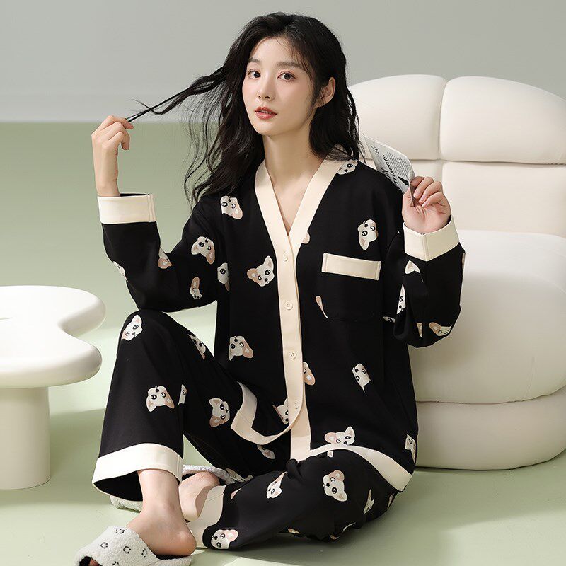 睡衣女款春秋季长袖开衫和服套装秋冬天日系女士可外穿家居服