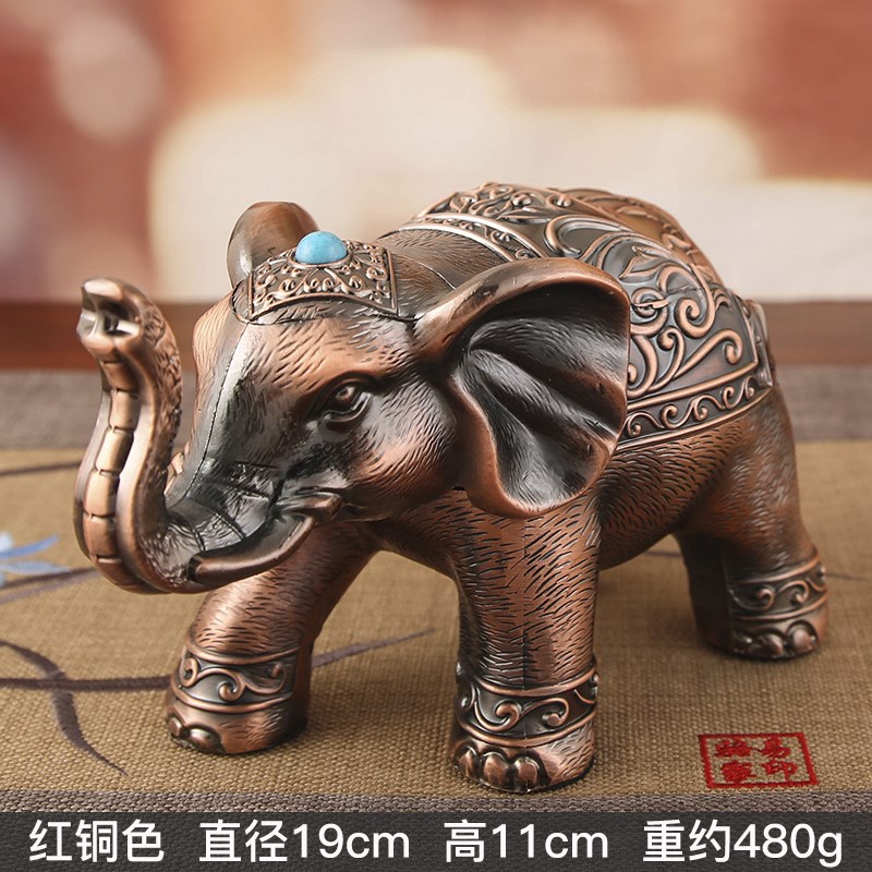 吉象烟灰缸实用家居礼品大象摆件中式个性时尚创意烟灰缸带盖摆饰