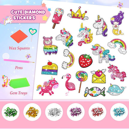 速发5D Diamond Painting Stickers Kits for Kids Fun DIY Unico