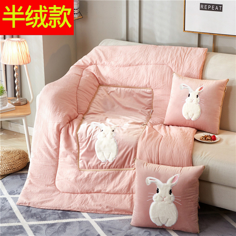 卡通抱枕被子两用加厚保暖冬季沙发枕头靠垫被办公室午休珊瑚绒毯