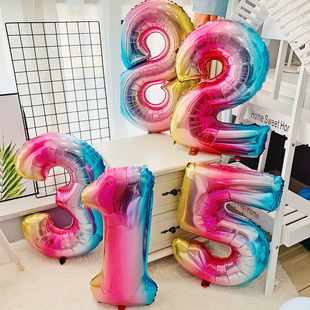 速发0 饰儿童周岁派对场景 宝宝满月百天装 9生日数字气球立柱路引