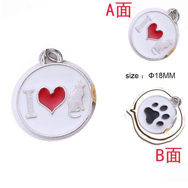 现货双面圆宠物项圈挂牌猫咪配饰狗狗脚掌印吊饰跨境电商一件代发