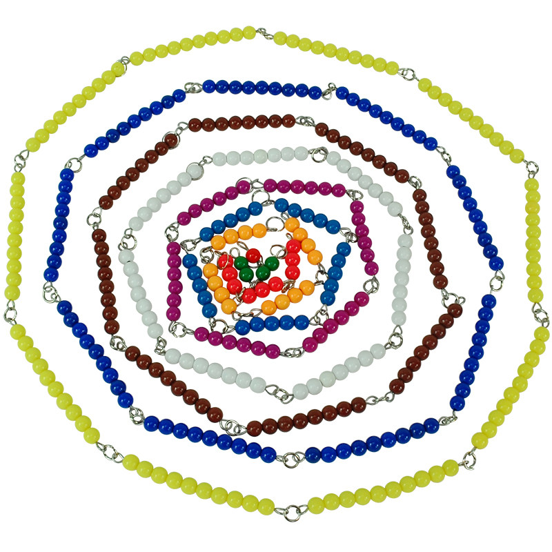 幼儿数学早教平方串珠立方蒙氏蒙台蒙特梭利教具平方珠链专业版