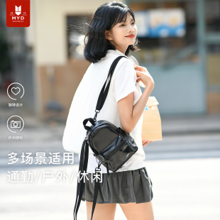 黑色轻便皮质迷你小双肩包女小型秋季新款斜挎单肩三用旅行小背包