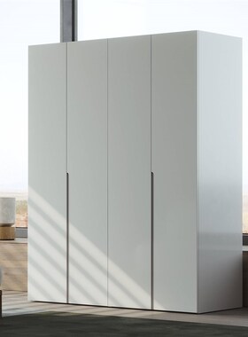 全实木橡木衣柜家用卧室现代简约白色平开门大衣橱组装儿童小柜子