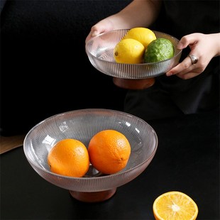 高级感新中式 新品 高脚玻璃水果盘家用客厅茶几摆X件坚果篮收纳