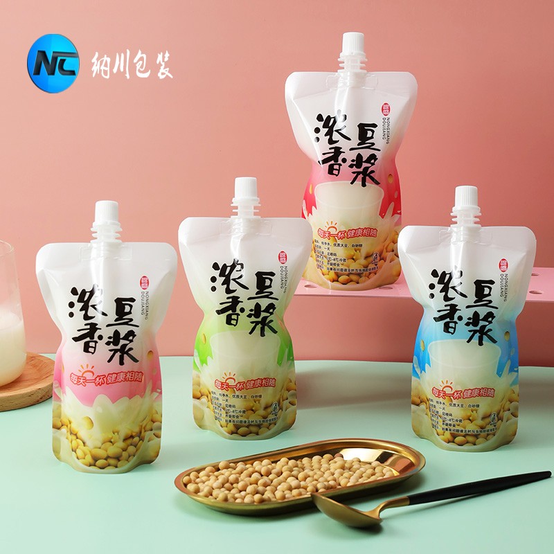 工厂销原磨豆浆袋一次p性密封吸嘴自立装饮料耐高温外卖打包便携