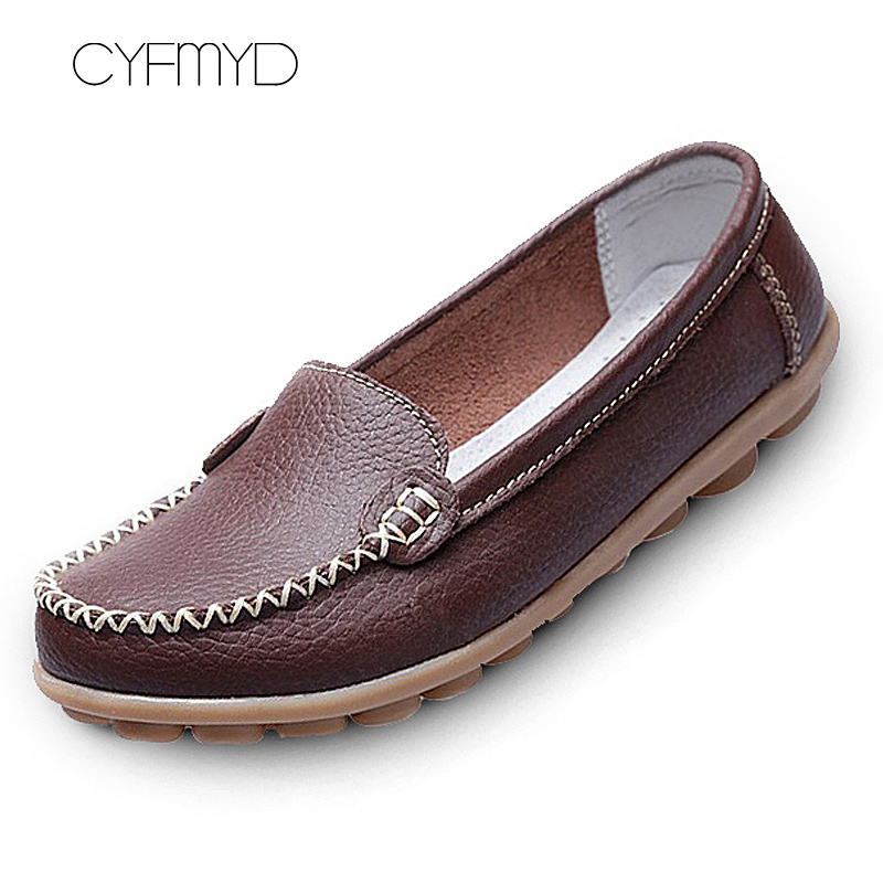 推荐Genuine Leather Shoes Woman Soft Boat shoes for Women Fl