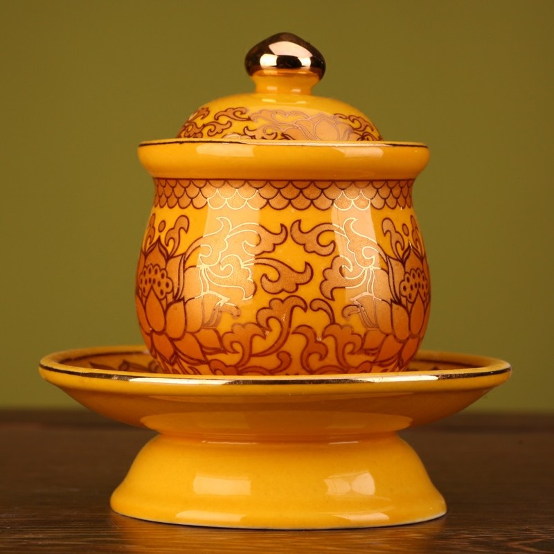 香炉碗家用室内陶瓷供奉花瓶贡品果盘供杯 佛具用品供佛套装贡具