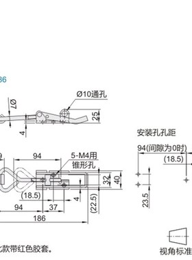 HFQ49-139i/186带螺纹型搭扣304不锈钢 重载型可调节搭扣锁扣HFQ8