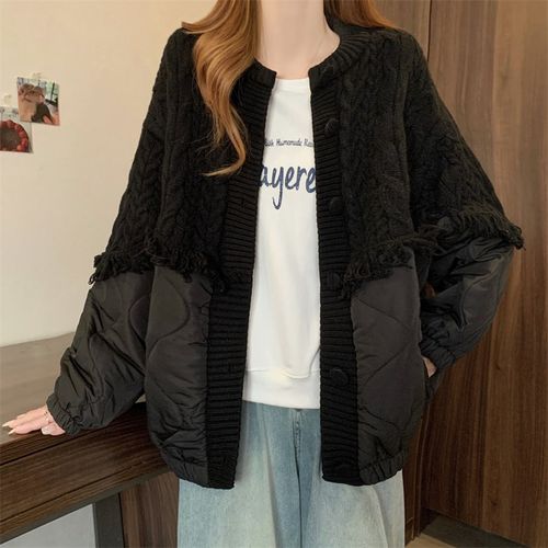 今年流行的漂亮毛衣外套女秋冬大码E胖妹妹宽松设计感针织开衫上