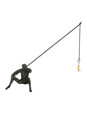 新中式样板间客厅茶几软装主题金属人物摆件书房博古架装饰工艺品