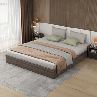 床家用简约现代榻榻米无床头落地实木床经济型卧室排骨床架双人床