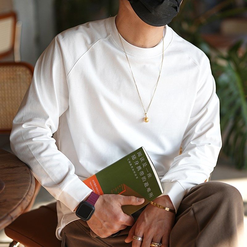 2024春季重磅内搭打底衫男美式高街宽松简约休闲插肩长袖T恤,男装,T恤,淘宝优惠券,粉丝福利购,淘宝优惠卷