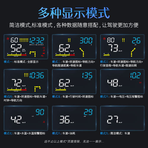 车载抬头显示器导航电子狗语音播报OBD汽车通用HUDY车速高清投影