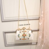 中国风刺绣手提包包单肩斜挎链条百搭新款 小众手作时尚 洋气新中式