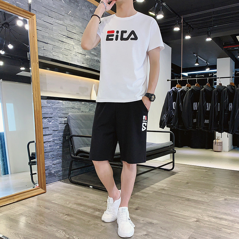 高档可外穿男士家居服夏季纯棉薄款短袖短裤男式睡衣运动套装高端