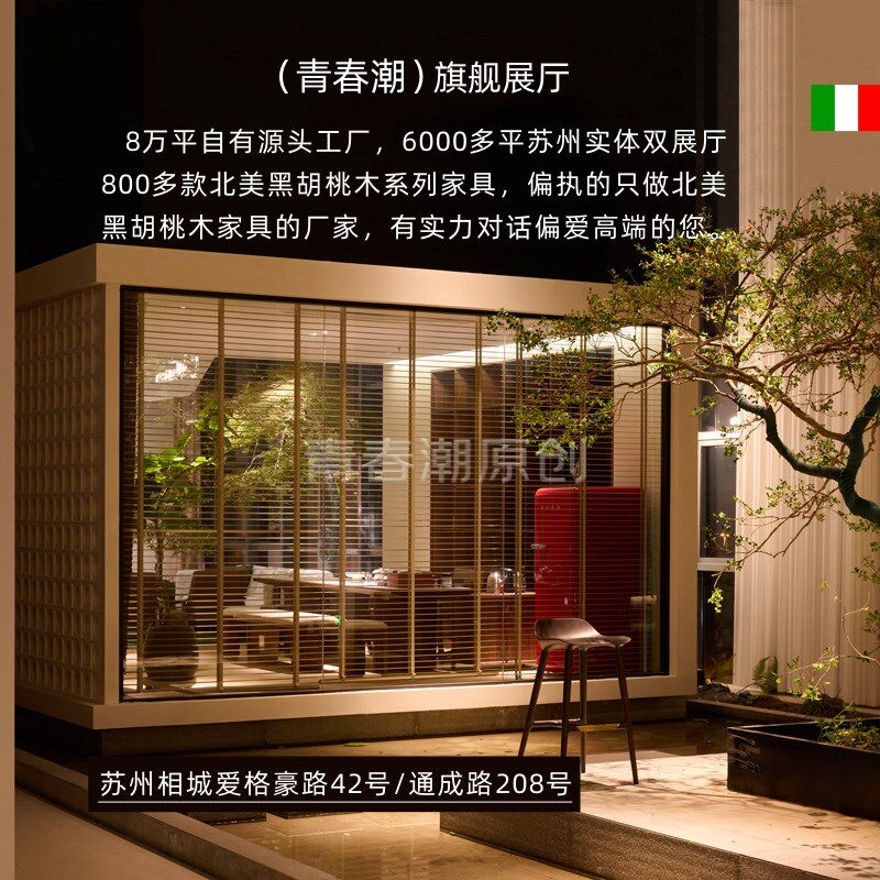 北美黑胡桃木电视柜意式极简客厅地柜原木极简视听柜简约电视机柜