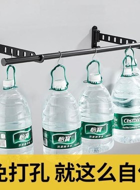 晾衣架壁挂式折叠卫生间置物架免打孔窗户伸缩神器无阳台06605酒